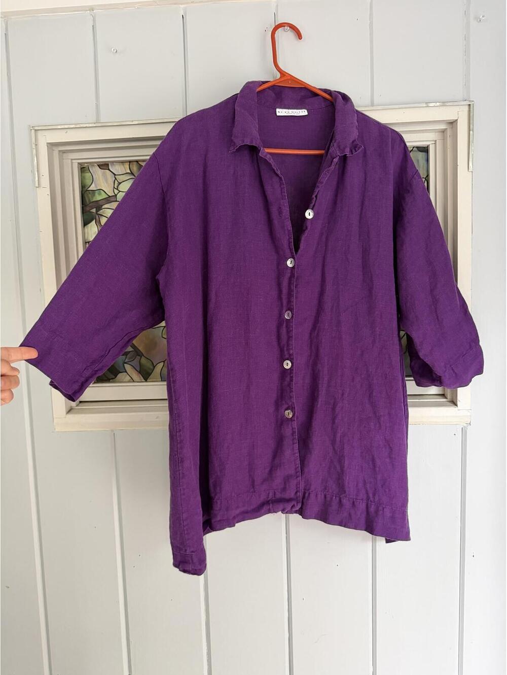 Bryn Walker Purple Linen Button-Up Shirt XS